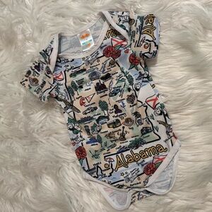 Fish Kiss Alabama State Map Baby Bodysuit 3-6M Short Sleeve One Piece USA Made